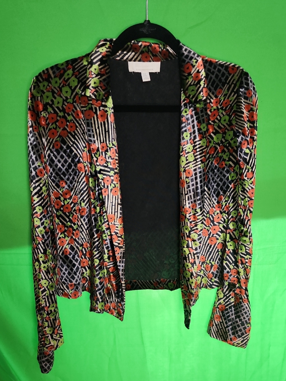 Anthropologie ett:twa Blooming Poppies Velvet Floral Wrap Blazer Jacket Sz 4